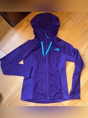 The North Face Women’s Purple Hooded Jacket with Teal Accents